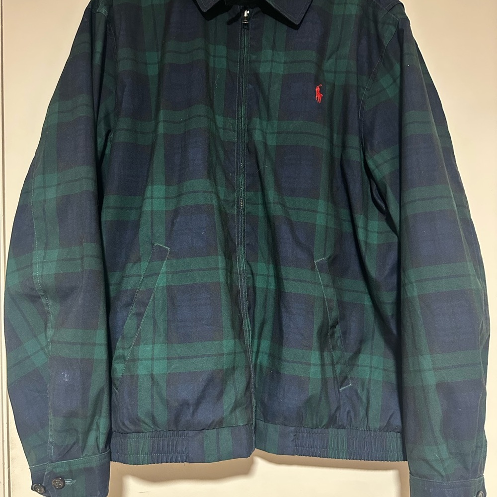 Ralph Lauren Men's Navy and Green Plaid Jacket